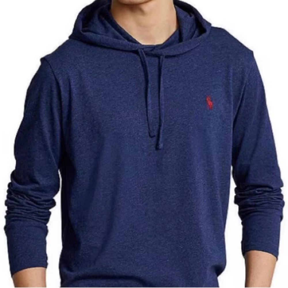 Polo Ralph Lauren Cotton Jersey Long-Sleeved Hoodie. Size Large. Blue